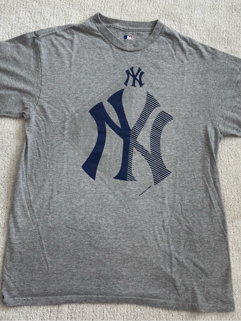 Genuine Merchandise Heather Gray T-Shirt with Navy NY Logo